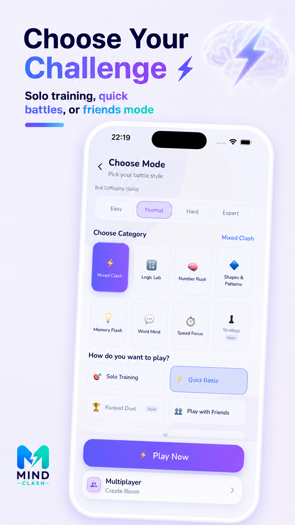 Mind Clash – challenge screen